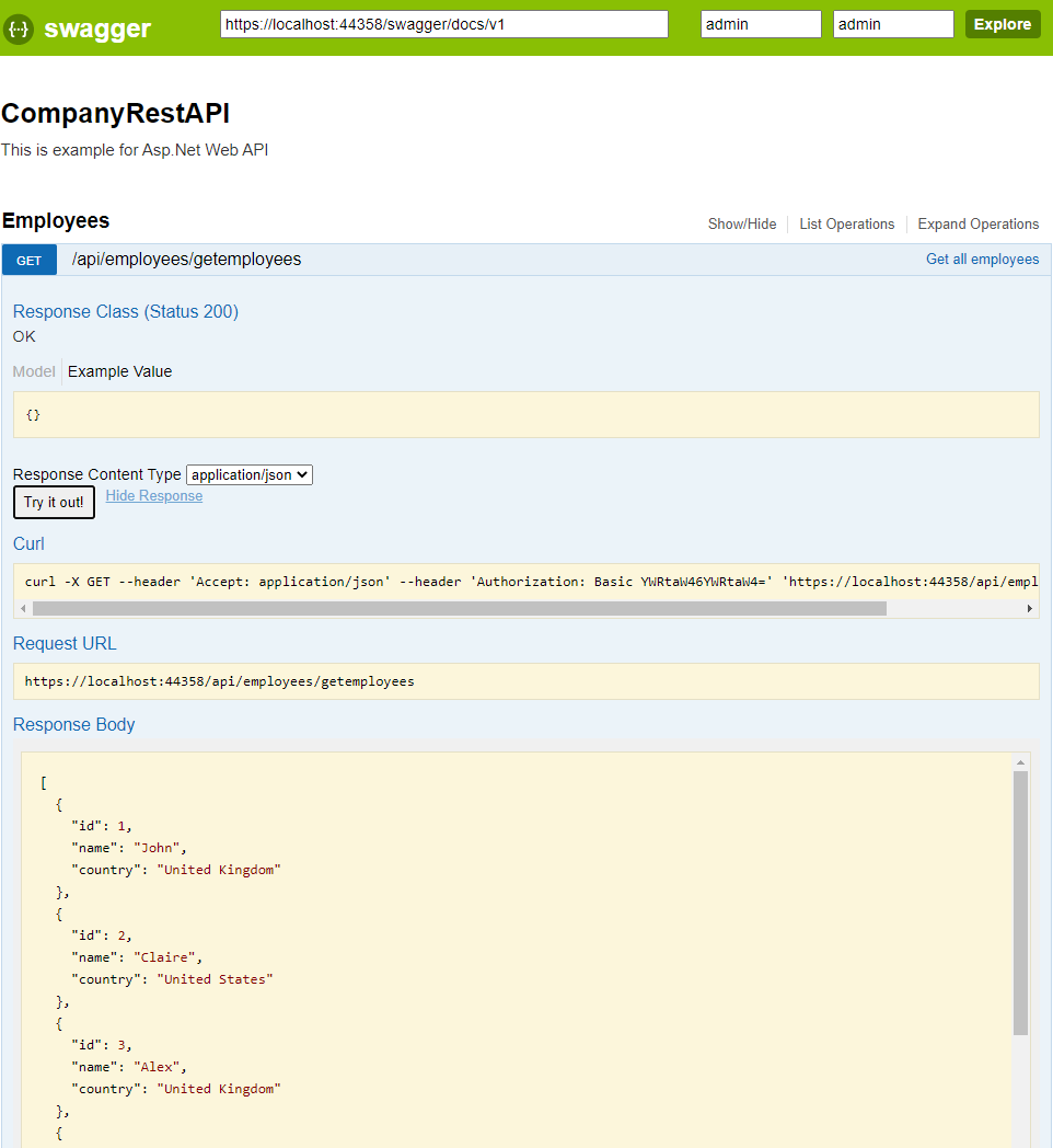 TechCohere Basic Authentication Swagger UI In Asp Net Web API